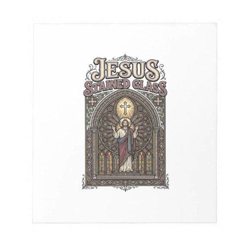 Jesus Stained Glass Jesus Stained Glass Cathedral  Notepad