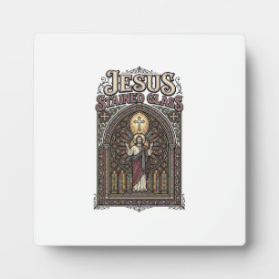 Jesus Stained Glass Jesus Stained Glass Cathedral  Plaque