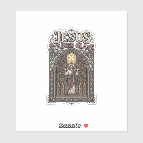 Jesus Stained Glass Jesus Stained Glass Cathedral Sticker