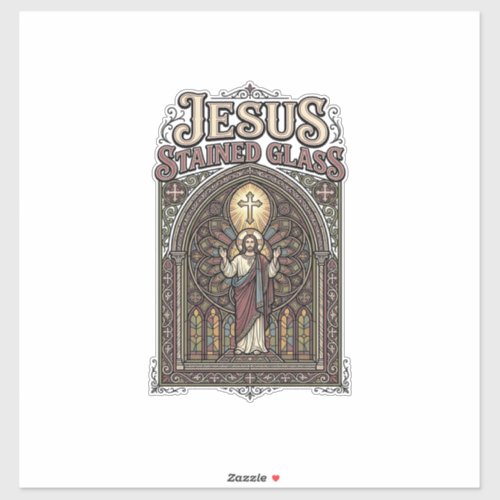 Jesus Stained Glass Jesus Stained Glass Cathedral Sticker