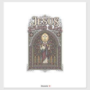 Jesus Stained Glass Jesus Stained Glass Cathedral Sticker