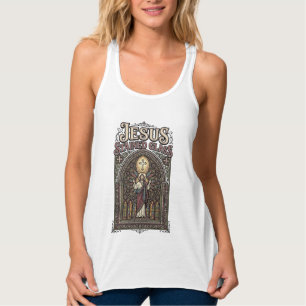 Jesus Stained Glass Jesus Stained Glass Cathedral Tank Top