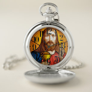 Jesus Stained glass Pocket Watch