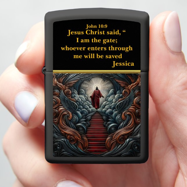 Jesus Standing at Heaven’s Portal Zippo Lighter (In Hand)