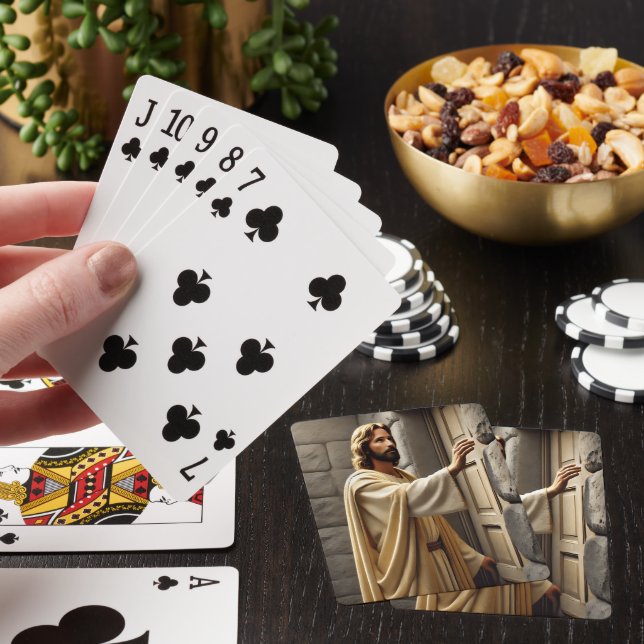 Jesus Standing at Weathered Door  Poker Cards (In Situ)