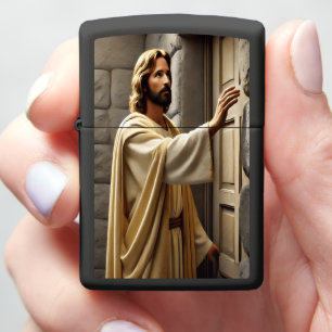 Jesus Standing at Weathered Door Zippo Lighter