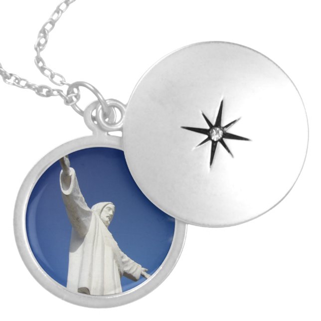 jesus statue locket necklace (Front)