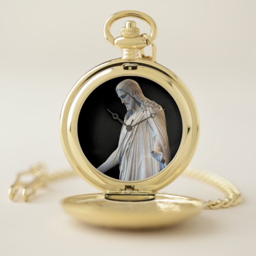 Jesus statue pocket watch