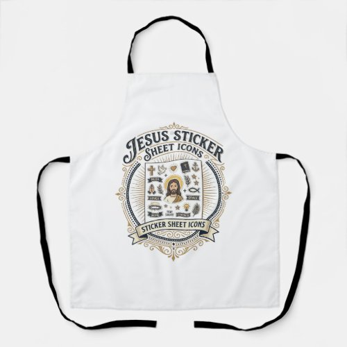 Jesus Sticker Sheet Icons Jesus Sticker Sheet Icon Apron