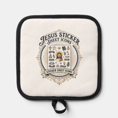 Jesus Sticker Sheet Icons Jesus Sticker Sheet Icon Pot Holder