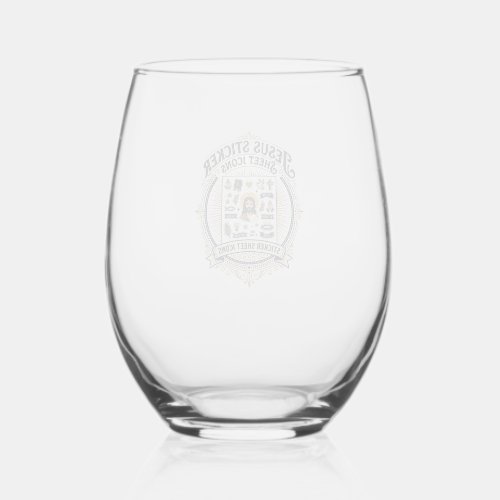 Jesus Sticker Sheet Icons Jesus Sticker Sheet Icon Stemless Wine Glass