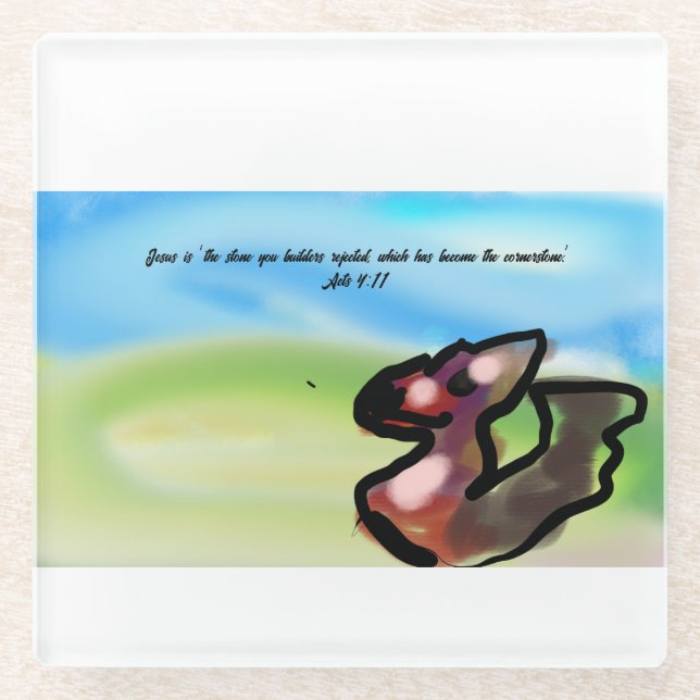 jesus stone  glass coaster (Front)