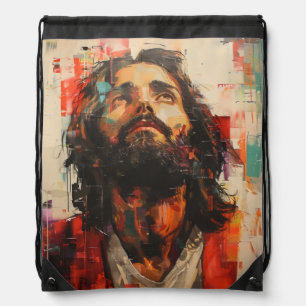 Jesus Street Art Drawstring Bag