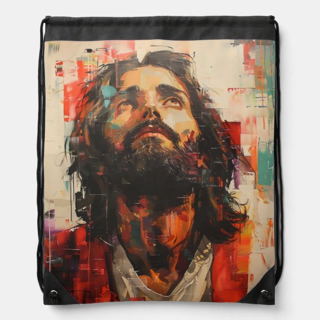 Jesus Street Art Drawstring Bag (Front)