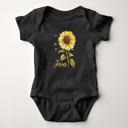 Jesus Sunflower Inspirational Flower Positivity Baby Bodysuit