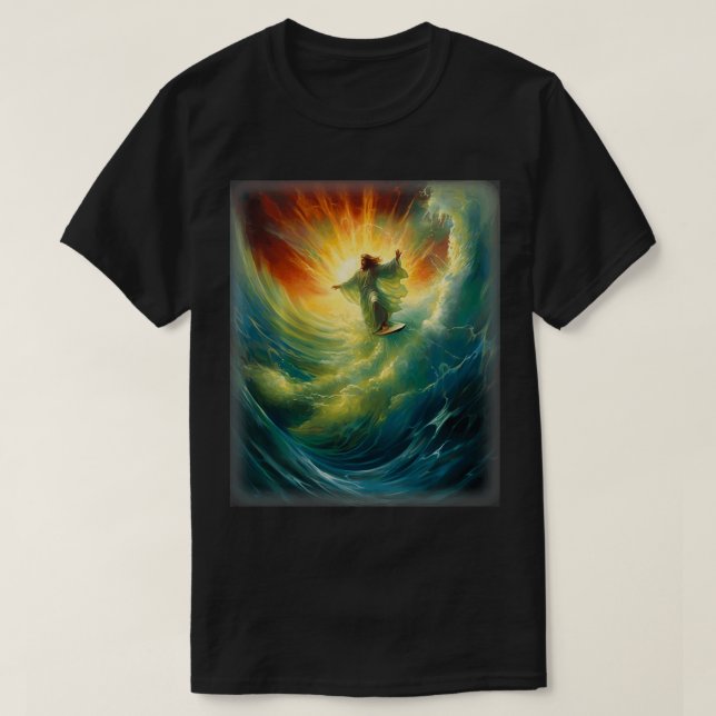 Jesus Surfer Heaven Wave Surfing Christian Surf Be T-Shirt (Design Front)