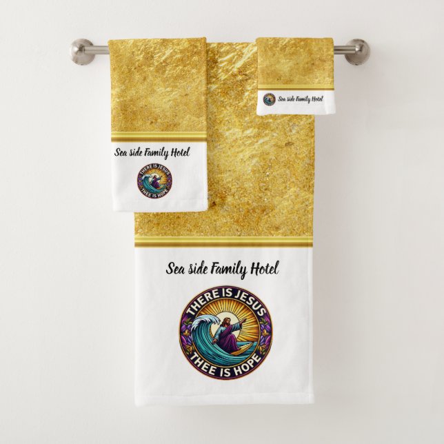 Jesus Surfing  Brings Adventure and Hope Bath Towel Set (Insitu)