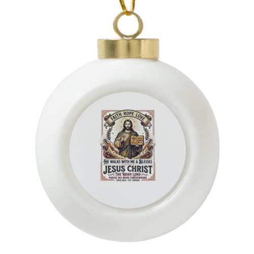 Jesus Surfing T-Shirt Inspirational Faith Ceramic Ball Christmas Ornament