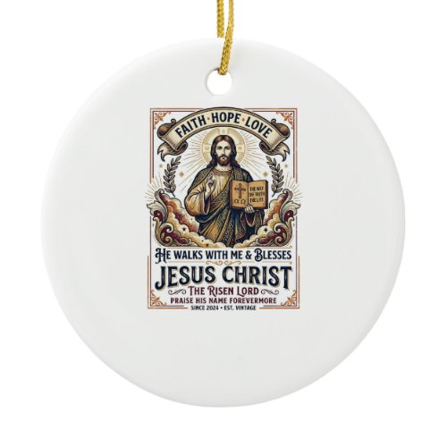 Jesus Surfing T-Shirt Inspirational Faith Ceramic Ornament