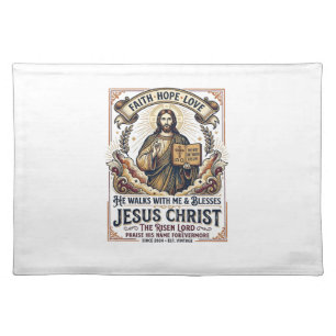 Jesus Surfing T-Shirt Inspirational Faith Cloth Placemat