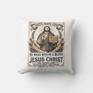 Jesus Surfing T-Shirt Inspirational Faith Throw Pillow