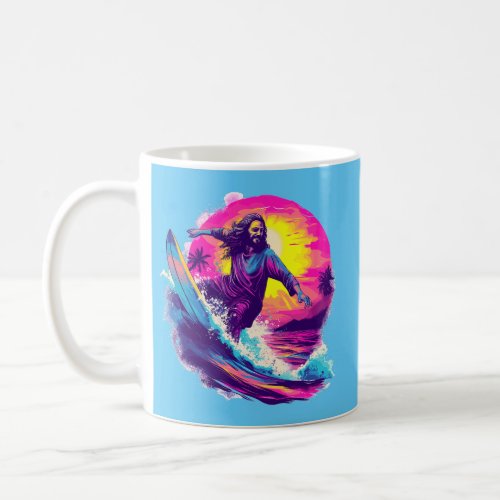 Jesus Surfing With You Through The Waves of Life Coffee Mug