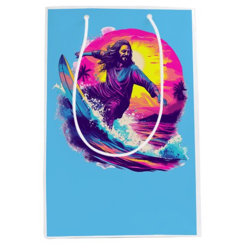 Jesus Surfing With You Through The Waves of Life Medium Gift Bag
