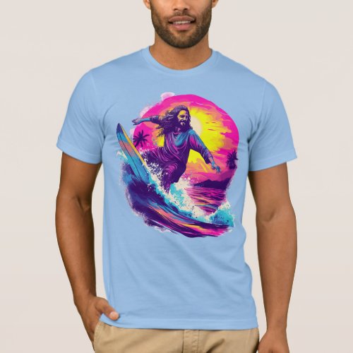 Jesus Surfing With You Through The Waves of Life T_Shirt