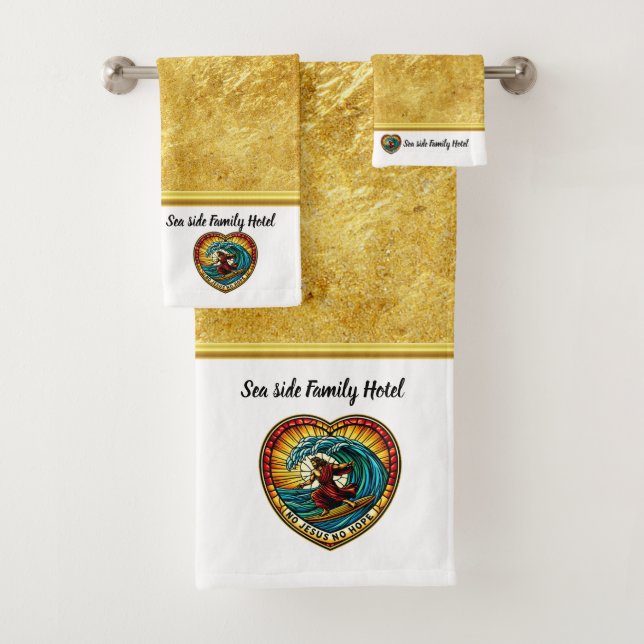 Jesus Surfs Waves Bringing Eternal Hope Bath Towel Set (Insitu)