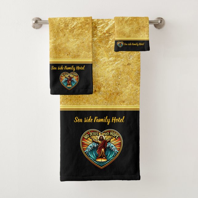 Jesus Surfs Waves of Endless Hope (B) Bath Towel Set (Insitu)