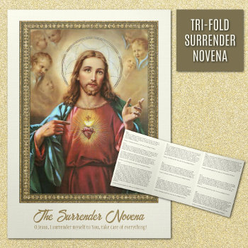 Jesus Surrender Novena Catholic Prayer Tri-fold Card by ShowerOfRoses at Zazzle