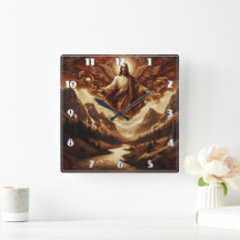 Jesus Surrounded by Angels in Mountain Landscape