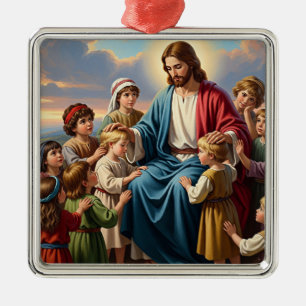 Jesus Surrounded by Children Metal Ornament