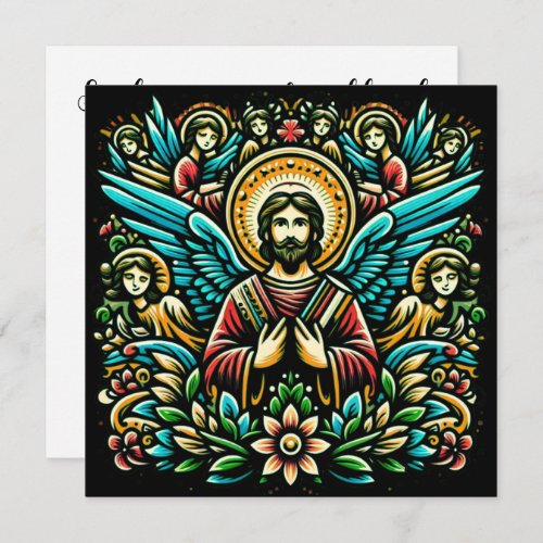  Jesus surrounded by eight angels and floral motif