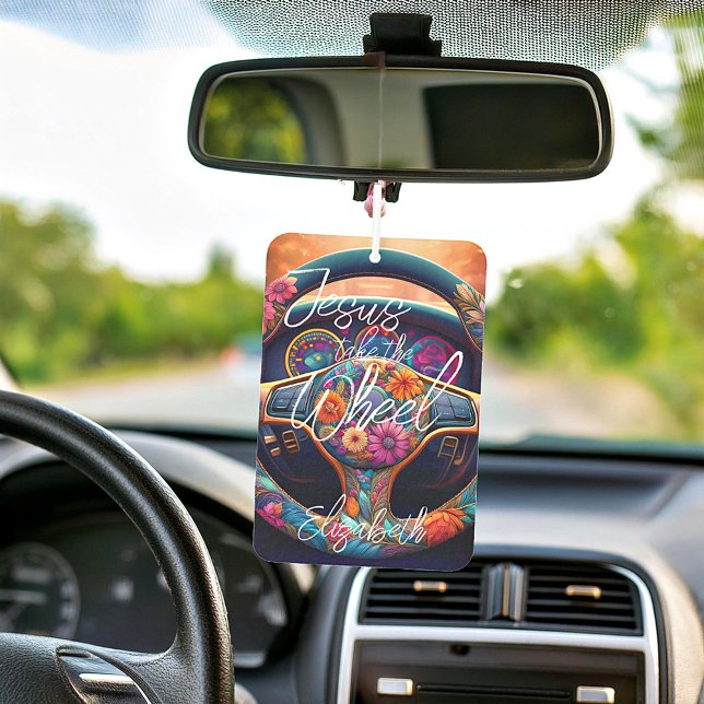 Jesus take the wheel floral custom air freshener (Creator Uploaded)