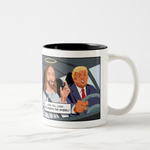 Jesus Take the Wheel From Trump Two_Tone Coffee Mug