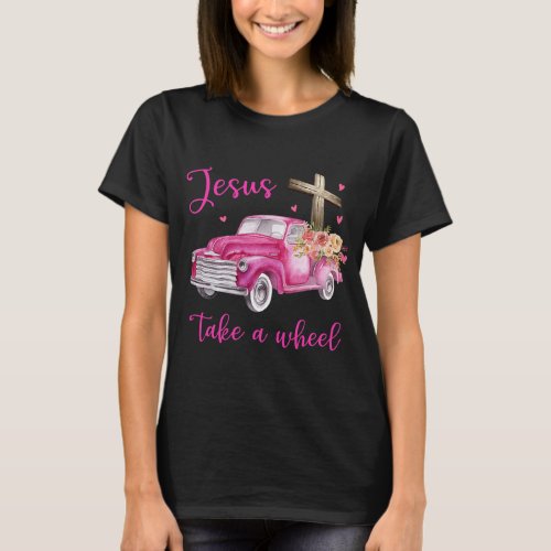 Jesus Take The Wheel Pink Breast Cancer Awareness T_Shirt