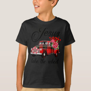 Jesus Take The Wheel Red Truck Christmas God Belie T-Shirt