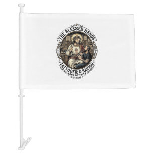 Jesus Tattoo Artist Studio T-Shirt Inspirational F Car Flag