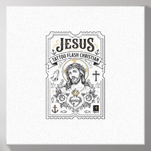 Jesus Tattoo Flash Christian Jesus Tattoo Flash Ch Canvas Photo Tile