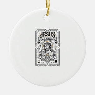 Jesus Tattoo Flash Christian Jesus Tattoo Flash Ch Ceramic Ornament