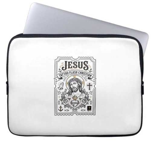 Jesus Tattoo Flash Christian Jesus Tattoo Flash Ch Laptop Sleeve
