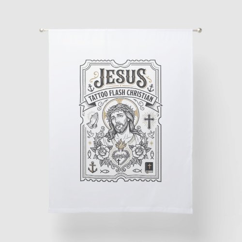 Jesus Tattoo Flash Christian Jesus Tattoo Flash Ch Sheer Curtains