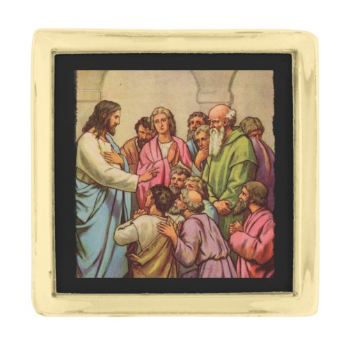 Jesus Teaches a New Commandment Gold Finish Lapel Pin