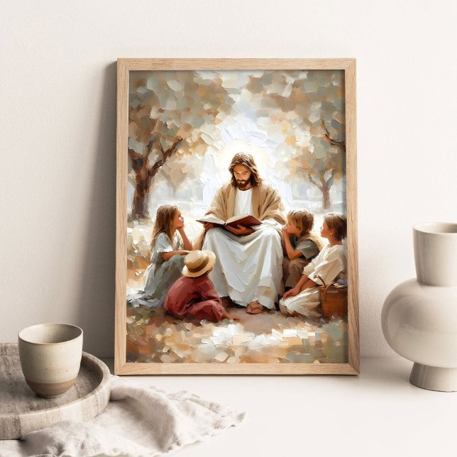 Jesus Teaching Children, Digital Christian Art Poster (Creator Uploaded)