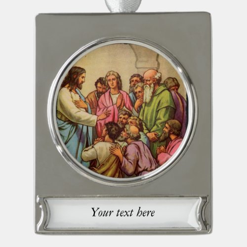 Jesus Teaching in the Temple Silver Plated Banner Ornament