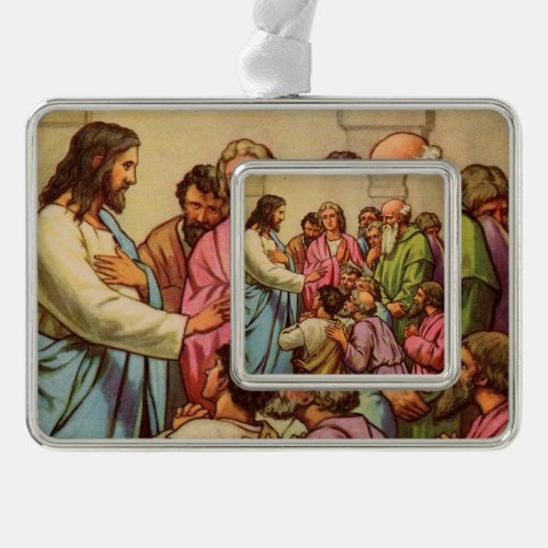 Jesus Teaching in the Temple Silver Plated Framed Ornament