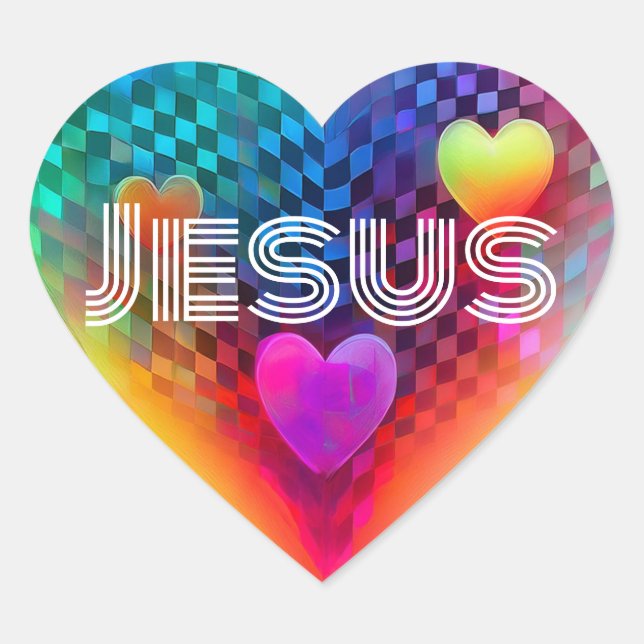 Jesus Techno Heart  Heart Sticker (Front)