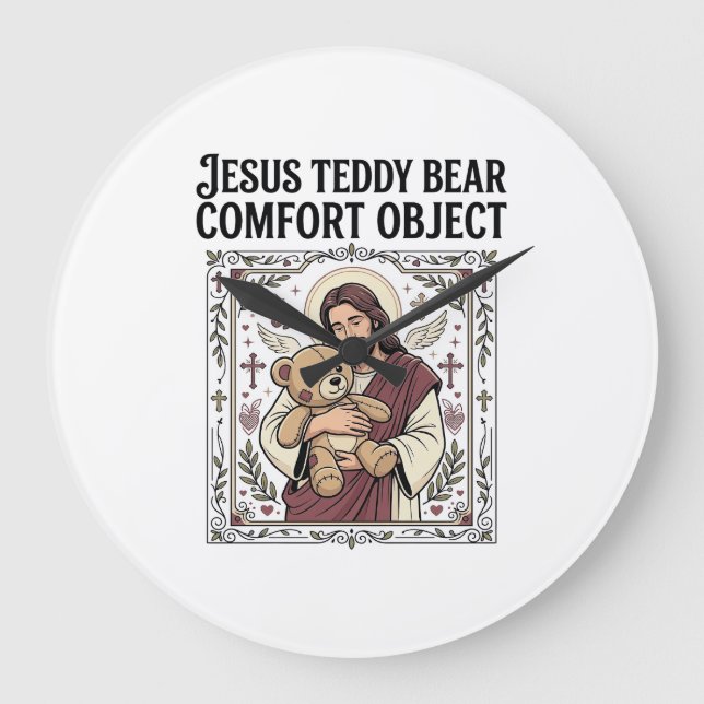 Jesus Teddy Bear Comfort Object Jesus Teddy Bear C Large Clock (Front)