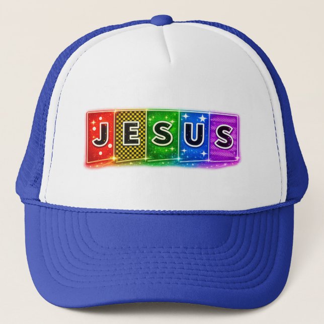 JESUS - text blocks Trucker Hat (Front)